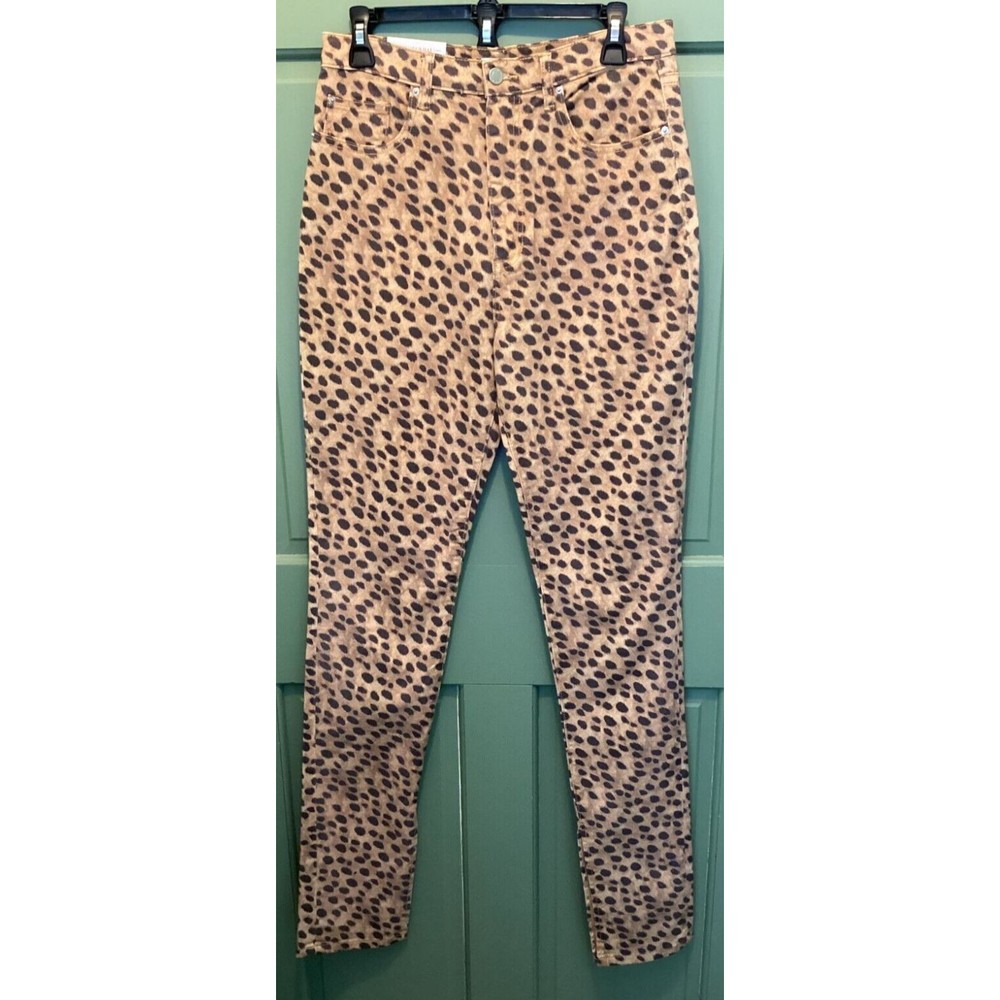 We Wore What Size 31 Stiletto Split Hem High Waist Stretch Leopard Skinny Jeans